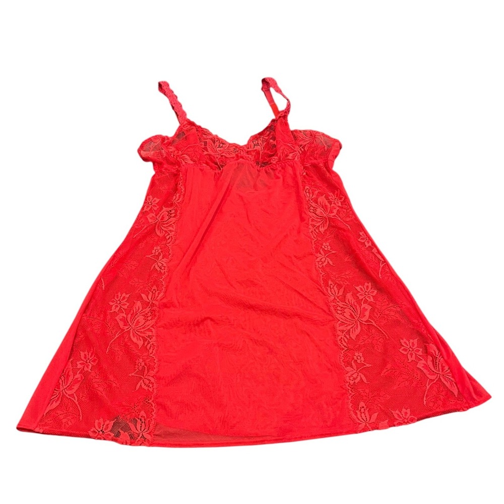 Victoria's Secret Lace Babydoll Nightie Women Large Red Sheer Mesh Chemise